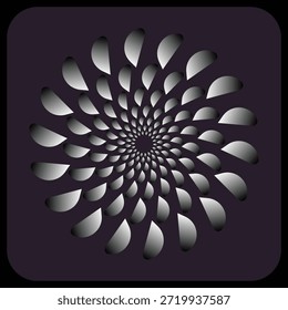 Una ilusión óptica abstracta hipnótica de Formas en espiral de gradiente creciente que evocan un movimiento interminable establecido en un
