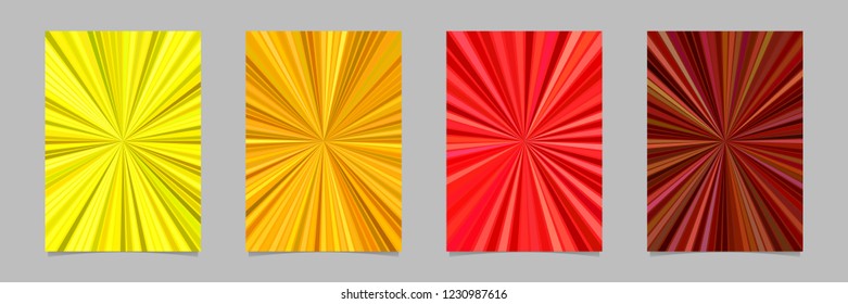 Hypnotic abstract sun burst stripe pattern brochure background template set - vector stationery illustrations