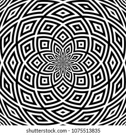 Hypnotic Black And White Flower Stripe Shapes Vector 204