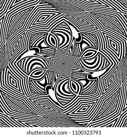 Hypnotic Black And White Flower Stripe Shapes Vector 209 