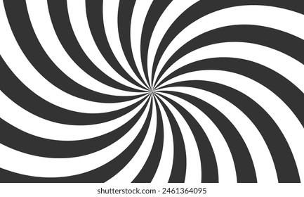 Hypnotischer schwarz-weißer Rechteckhintergrund. Spirale Abstrakte Linien Hintergrund. Optischer Hypnose-Illusionsrahmen.