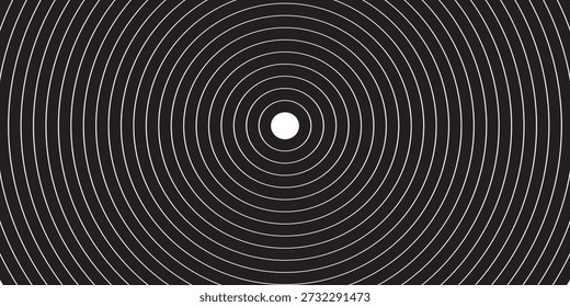 Patrón de espiral hipnótico en blanco y negro con círculos concéntricos. Perfecto para diseños psicodélicos y trippy.

