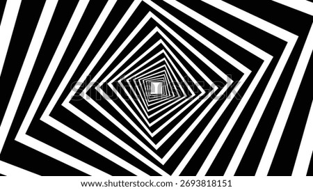 Hypnotic black and white square tunnel illusion creating a dizzying, psychedelic effect