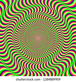 a hypnotic colorful background with an optical illusion of spinning. abstract vector illustration.