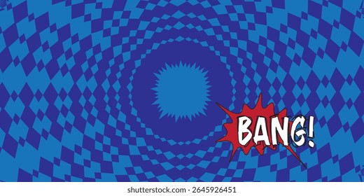 Burst diamante hipnótico - Splat vermelho no fundo azul óptico vektor eps10