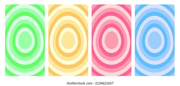 Hypnotic egg shaped tunnel color set. Rainbow retro wallpapper psychedelic 70's background Happy Easter day greeting card,illustration EPS10.