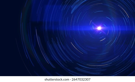 Túnel hipnótico futurista de partículas de dados borradas que se contorcem por um espaço cheio de estrelas. Perfeito para capas de livros de ficção científica, visuais de música ou ambientes metaversos. Plano de fundo do vetor