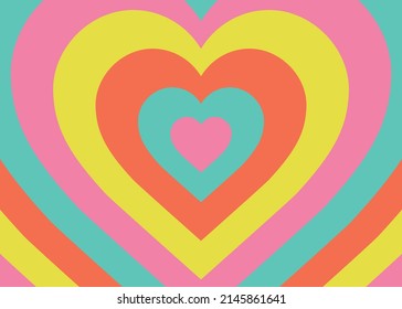 Hypnotic heart design.  Psychedelic 70's style. Vector illusustration. 