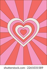 Hypnotic heart print design. Retro style. Vector illusustration. 