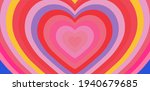 Hypnotic heart shaped tunnel. Rainbow retro wallpapper in the mood of the psychedelic 70's.