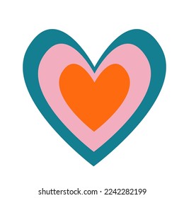 Hypnotic heart shaped tunnel. Rainbow retro wallpapper in the mood of the psychedelic 70 s.