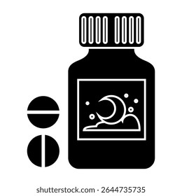 Vetor de ícone hipnótico. Sinal de ilustração de comprimidos. Símbolo dos medicamentos. Ícone da Web de repouso. 
