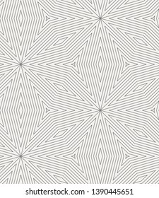 Hypnotic Kaleidoscope Moire Black and White Line Seamless Repeat Vector Pattern