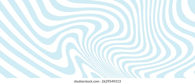 Linhas onduladas azuis claras hipnóticas criam um padrão de ilusão óptica abstrata, perfeito para design, fundos ou texturas de arte. Vibrante, perfeito e dinâmico