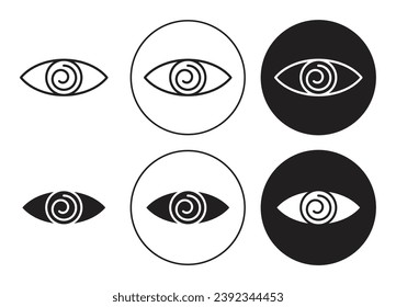 Juego de iconos de línea hipnótica. Signo de hipnosis o hipnotización para diseños de interfaz de usuario.