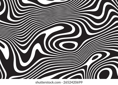 Padrão de linha hipnótica criando um sentido dinâmico de movimento com cor preta em um fundo transparente. pode ser usado para decoração, cartaz e fundo de banner