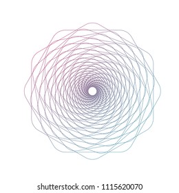 Hypnotic lineart on white pink and blueswirl