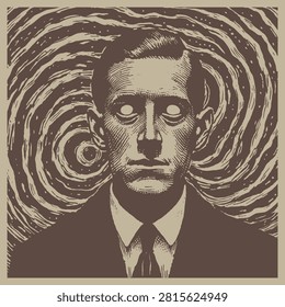 Hypnotic Man With Glowing White Eyes