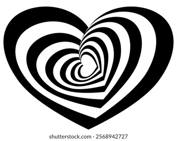 Hypnotic monochrome heart shape spiral