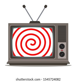 hypnotic old tv. propaganda and zombie people. flat vector illustration