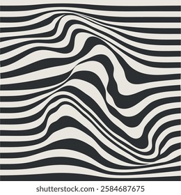 A hypnotic optical illusion pattern with wavy lines. Perfect for creating mind-bending designs for posters, album covers, and merchandise