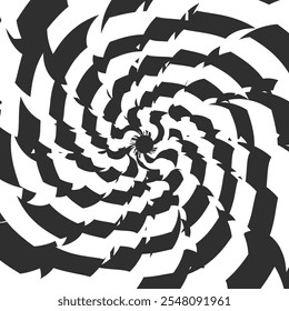 Fundo espiral psicodélico hipnótico. Ilustração de vetor de linhas irregulares.