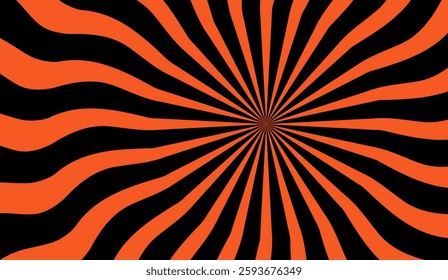 Hypnotic Radial Burst, A Dynamic Composition of Wavy Lines in a Striking Orange and Black Palette that Creates a Captivating Visual Experience