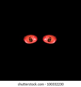 Hypnotic red cat eyes in darkness. Vector illustration