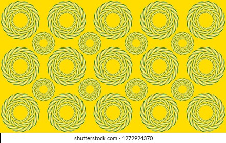 Hypnotic rotation - Optical illusion. Spin Circles. Optical illusion Spin Cycle. Optical illusion background pattern. Bright background with the optical illusion