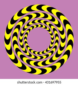 Hypnotic Of Rotation. Perpetual Rotation Illusion. Background With Bright Optical Illusions of Rotation. Optical Illusion Spin Cycle. Vector Illustration