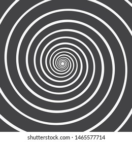 Hypnotic Spiral Background. Thick Black or Thin White Spirals. Monochrome Vector Illustration