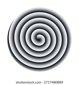 Hypnotic spiral disc, a hypno disc creating an optical illusion, a peripheral drift or motion illusion. Archimedean spiral with gray gradient. Focusing on the center the swirl appears to move. Vector