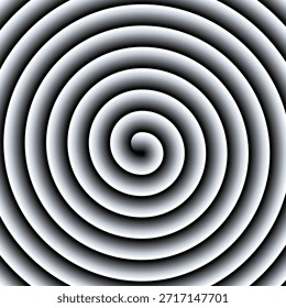 Espiral hipnótica, disco hipnótico criando uma ilusão ótica conhecida como deriva periférica ou ilusão de movimento. Espiral de Arquimedes com gradiente cinza. Focando no centro, a espiral parece mover-se para fora.