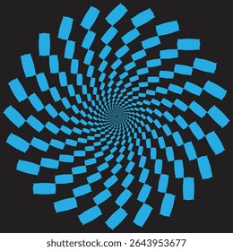Hypnotic Spiral Optical Illusion Pattern - Swirl design with geometric diamond shapes on black background for abstract art, visual effects, psychedelic themes and digital design concepts