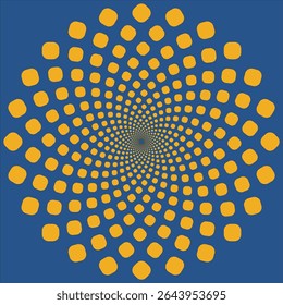 Hypnotic Spiral Optical Illusion Pattern - Swirl design with geometric diamond shapes on black background for abstract art, visual effects, psychedelic themes and digital design concepts