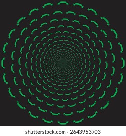 Hypnotic Spiral Optical Illusion Pattern - Swirl design with geometric diamond shapes on black background for abstract art, visual effects, psychedelic themes and digital design concepts
