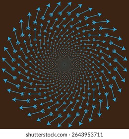 Hypnotic Spiral Optical Illusion Pattern - Swirl design with geometric diamond shapes on black background for abstract art, visual effects, psychedelic themes and digital design concepts