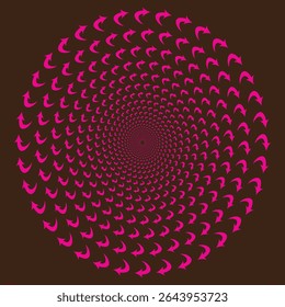 Hypnotic Spiral Optical Illusion Pattern - Swirl design with geometric diamond shapes on black background for abstract art, visual effects, psychedelic themes and digital design concepts
