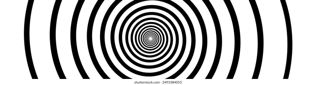 Hypnotic spiral. Optical illusion wormhole. Hypnotic swirl lines or vortex spin or black and white circular motion twirls. Vector EPS 10