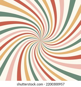 Hypnotic spiral Ray burst concentric stripes vector background. Merry Christmas sunburst surface design. Retro Groovy aesthetic radial rays backdrop.