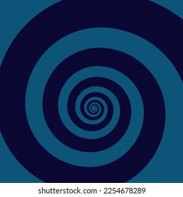 Hypnotic spiral square background. Blue wallpaper with optical illusion. Can be used for unique and creative designs. Vintage retro background