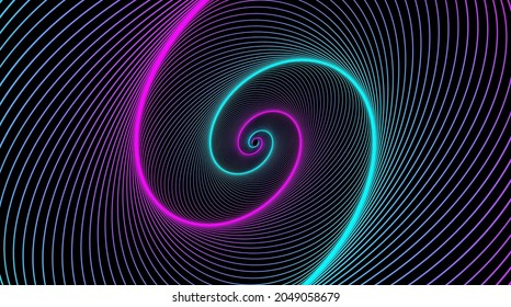 Espiral hipnótica. Hipnotizar espirales, vértigo ilusión geométrica y rayas giratorias patrón redondeado ilustración vectorial