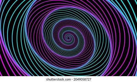 Espiral hipnótica. Hipnotizar espirales, vértigo ilusión geométrica y rayas giratorias patrón redondeado ilustración vectorial