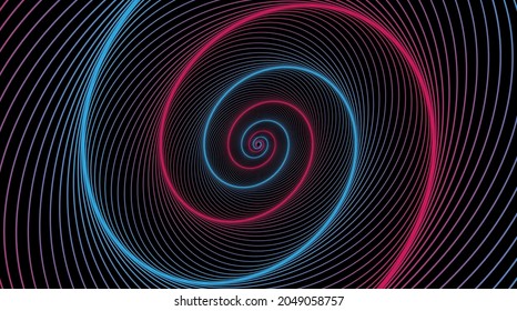 Espiral hipnótica. Hipnotizar espirales, vértigo ilusión geométrica y rayas giratorias patrón redondeado ilustración vectorial