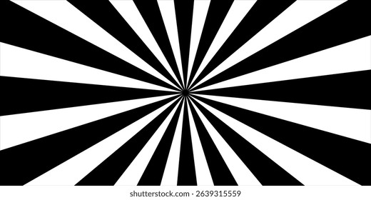 Hypnotic spirals background. Radial optical illusion. Black and white swirl tunnel wallpaper. Horizontal spinning concentric curves.