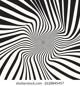 Linhas de espiral hipnóticas abstrato branco preto ilusão óptica. fundo de círculo espiral.