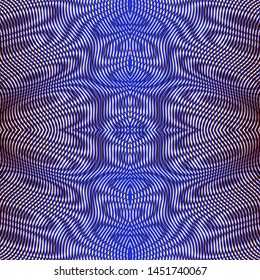 Hypnotic symmetrical background with optical illusion moire effect. Digital seamless texture. Can be used for create trendy cover of books, websites, business card, interior textile, lineare wallpaper
