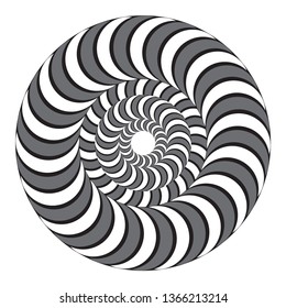 Hypnotic twisting spiral. Concentric circles. Optical illusion