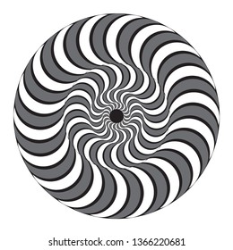 Hypnotic twisting spiral. Concentric circles. Optical illusion