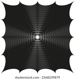 Hypnotic web pattern. Geometric depth illusion. Black symmetrical abstraction. Vector gradient art.